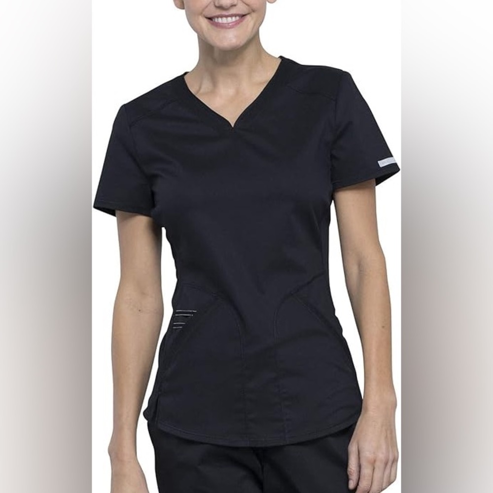 NWT Cherokee Revolution Modern Classic black scrub top small WW601